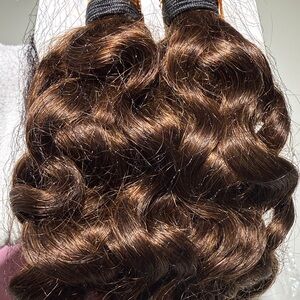 💯% 16”HUMAN Hair for Braiding Curly, Knotless 2 Bundles 100g Water Wave Brown